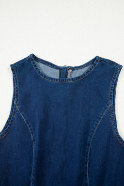 Dirty Blue Zipped Bodycon Sleeveless Denim Mini Dress