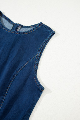 Dirty Blue Zipped Bodycon Sleeveless Denim Mini Dress