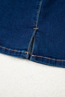 Dirty Blue Zipped Bodycon Sleeveless Denim Mini Dress