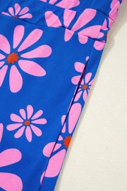 Purple Pop of Color Quarter Zip Collar Drawstring Waist Floral Mini Dress