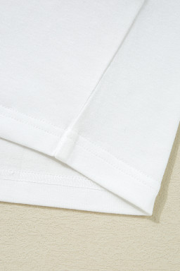 White Fake Two-Piece Lace Long Sleeve Drop Shoulder Tee