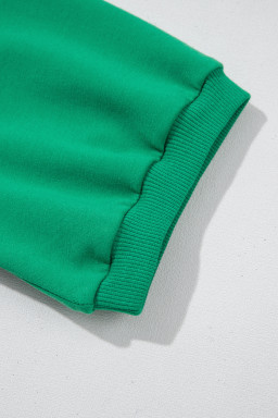 Sea Green Half Zip Puff Sleeve Top and Ruffle Shorts Set