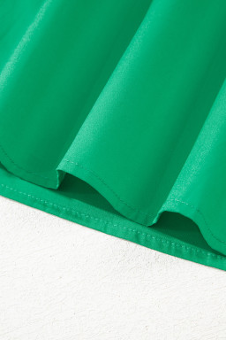 Bright Green Scallop Trim V Neck Layered Short Sleeve Blouse