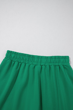 Sea Green Half Zip Puff Sleeve Top and Ruffle Shorts Set