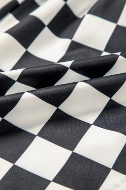 Black Checkered Print High Waist Casual Shorts