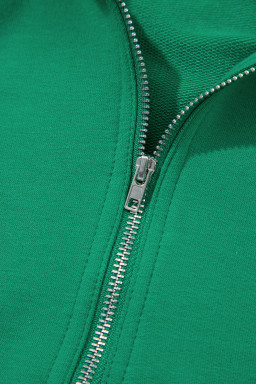 Sea Green Half Zip Puff Sleeve Top and Ruffle Shorts Set