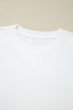 White Fake Two-Piece Lace Long Sleeve Drop Shoulder Tee