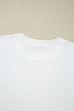 White Fake Two-Piece Lace Long Sleeve Drop Shoulder Tee