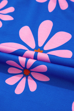 Purple Pop of Color Quarter Zip Collar Drawstring Waist Floral Mini Dress