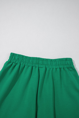 Sea Green Half Zip Puff Sleeve Top and Ruffle Shorts Set