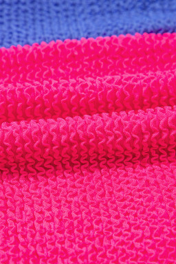 Rose Red Textured Colorblock One Piece Swimsuit