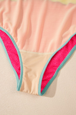 Iceland Blue Textured Colorblock One Piece Swimsuit