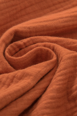 Orange Crinkled Ruffle Sleeve Blouse