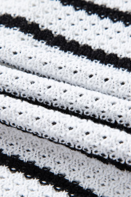 Black Striped V Neck Button Knit Vest