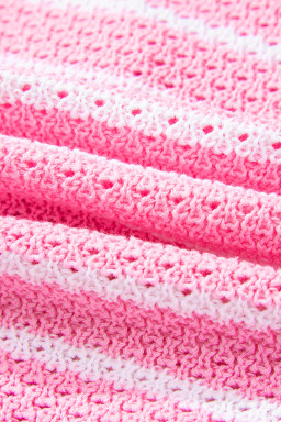 Pink Striped V Neck Button Knit Vest