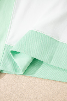 Light Green Colorblock Exposed Seam Patchwork Crew Neck T Shirt