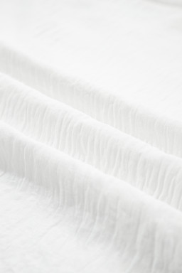 White Flounce Sleeve Pleated Textured Blouse