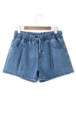 Ashleigh Blue Drawstring High Waist Casual Denim Shorts