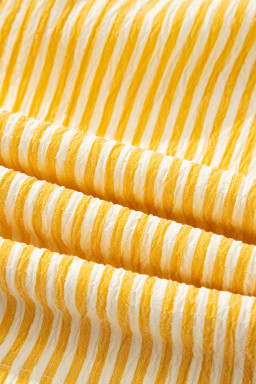 Yellow Stripe Tie Strap Smocked Back Wide Leg Romper