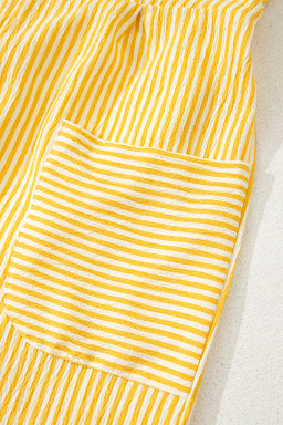 Yellow Stripe Tie Strap Smocked Back Wide Leg Romper