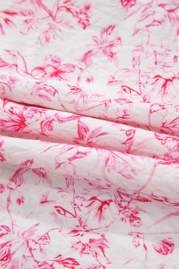 Pink Floral Ruffle Short Sleeve Bow Back Blouse