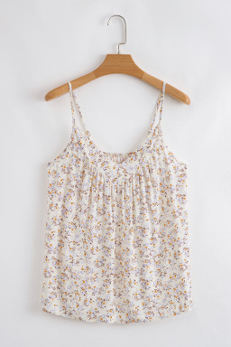 Apricot Boho Floral Spaghetti Straps Cami Top