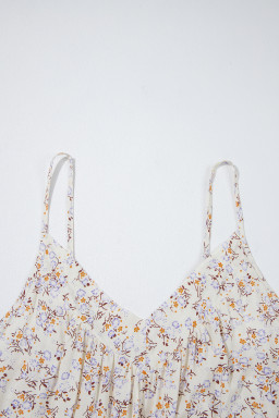 Apricot Boho Floral Spaghetti Straps Cami Top
