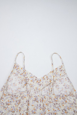 Apricot Boho Floral Spaghetti Straps Cami Top