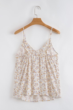 Apricot Boho Floral Spaghetti Straps Cami Top