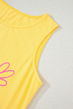 Yellow Cream Flower Graphic Summer Tank Top