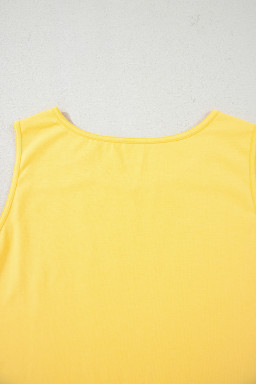 Yellow Cream Flower Graphic Summer Tank Top
