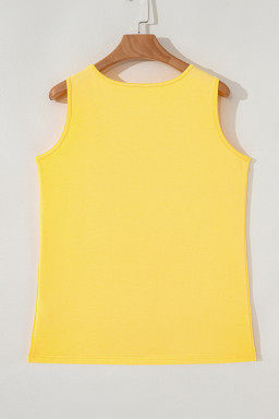 Yellow Cream Flower Graphic Summer Tank Top