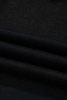 Black Shirred Yoke Notched V Neck Tank Top