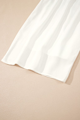 White Solid Pleated Loose Wide Leg Pants