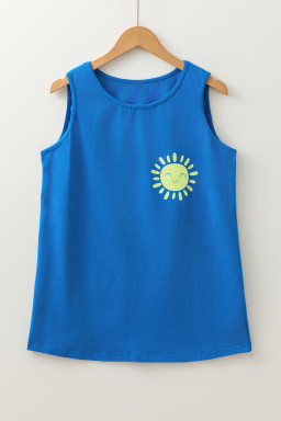 Blue Sun Graphic Summer Tank Top