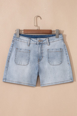 Beau Blue Light Wash High Rise Denim Shorts