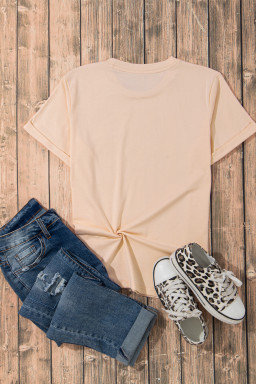 Khaki Rodeo Sequins Patch Graphic Crewneck Tee