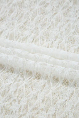 White Sheer Lace Bell Sleeve Mock Neck Blouse