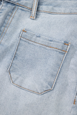 Beau Blue Light Wash High Rise Denim Shorts