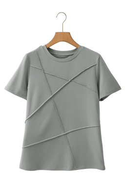 Medium Grey Solid Color Round Neck T Shirt