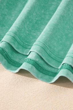 Sea Green Mineral Wash Patched Chest Pocket Tank Top