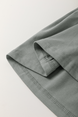 Medium Grey Solid Color Round Neck T Shirt