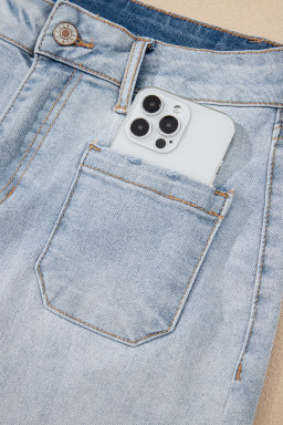 Beau Blue Light Wash High Rise Denim Shorts