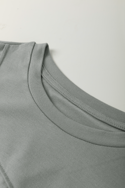 Medium Grey Solid Color Round Neck T Shirt