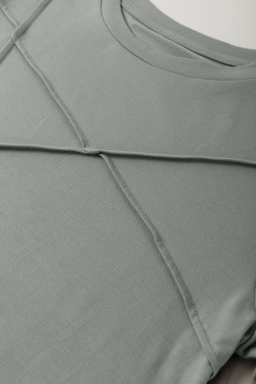 Medium Grey Solid Color Round Neck T Shirt