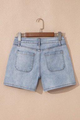 Beau Blue Light Wash High Rise Denim Shorts