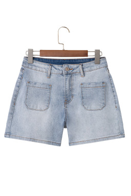 Beau Blue Light Wash High Rise Denim Shorts