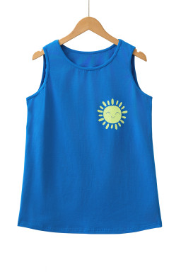 Blue Sun Graphic Summer Tank Top