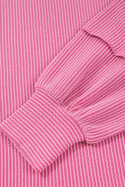 Bonbon Twist Ribbed Exposed Seam Detail Plus Size Top