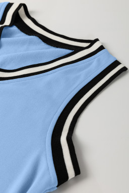 Myosotis Contrast Trim V Neck Sleeveless Mini Dress